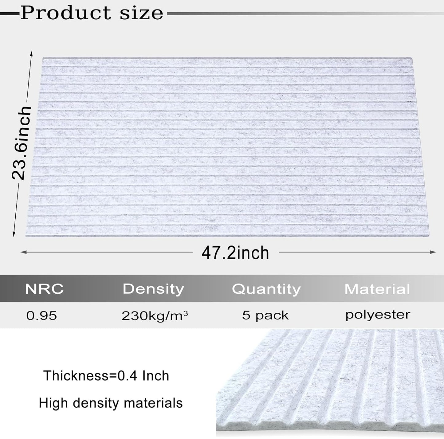 10 Pack Large Acoustic Panels, 48"X24"X0.4" Sound Proof Foam Panels for Walls, Sound Dampening Panels, Sound proof panels for walls, Soundproof Wall Panels for Home Studio&Office Decor.(Sliver Grey)