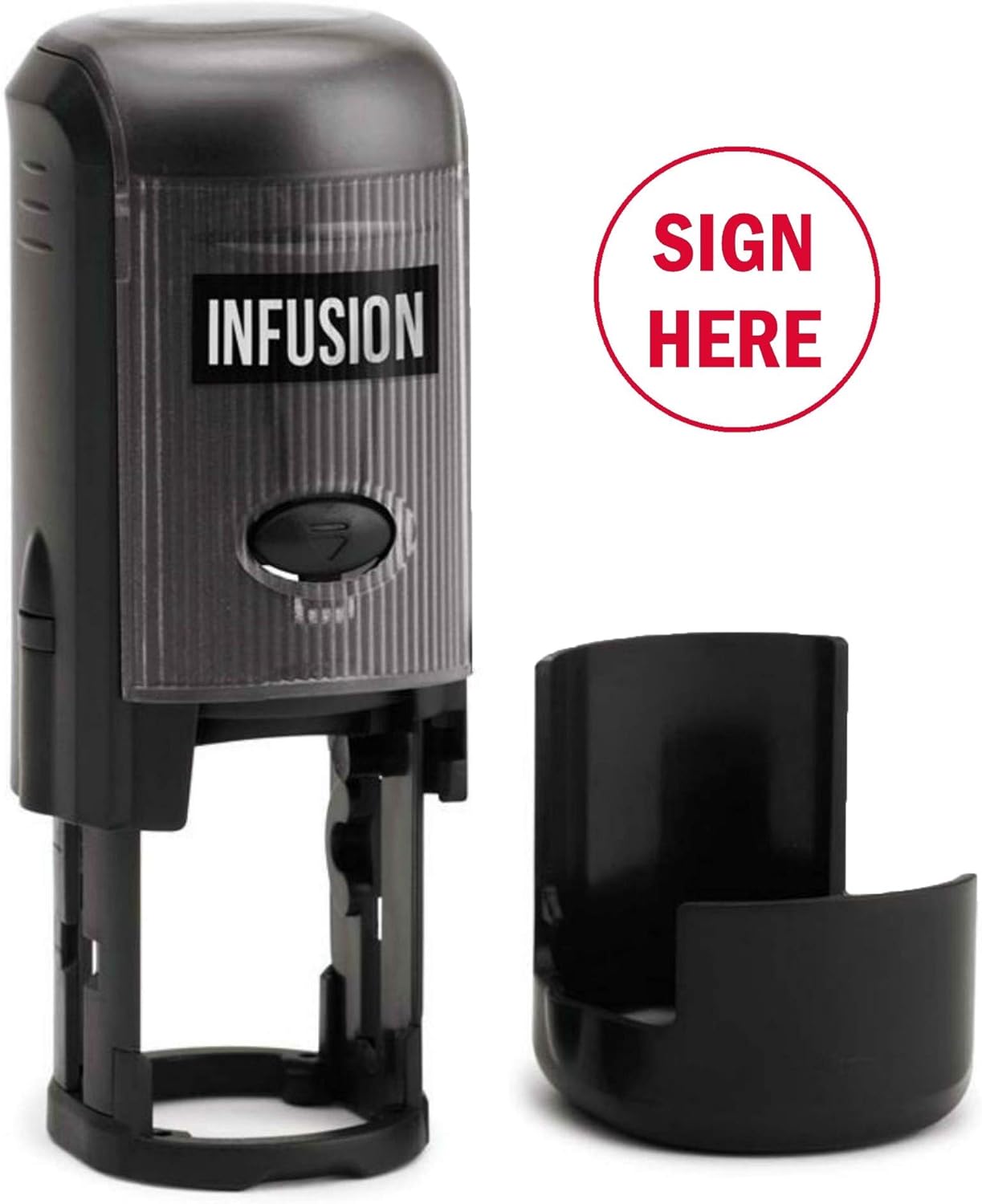 Infusion Custom Text Round Self-Inking Rubber Stamp (1" Diameter) - Up to 2 Lines with Circle Border