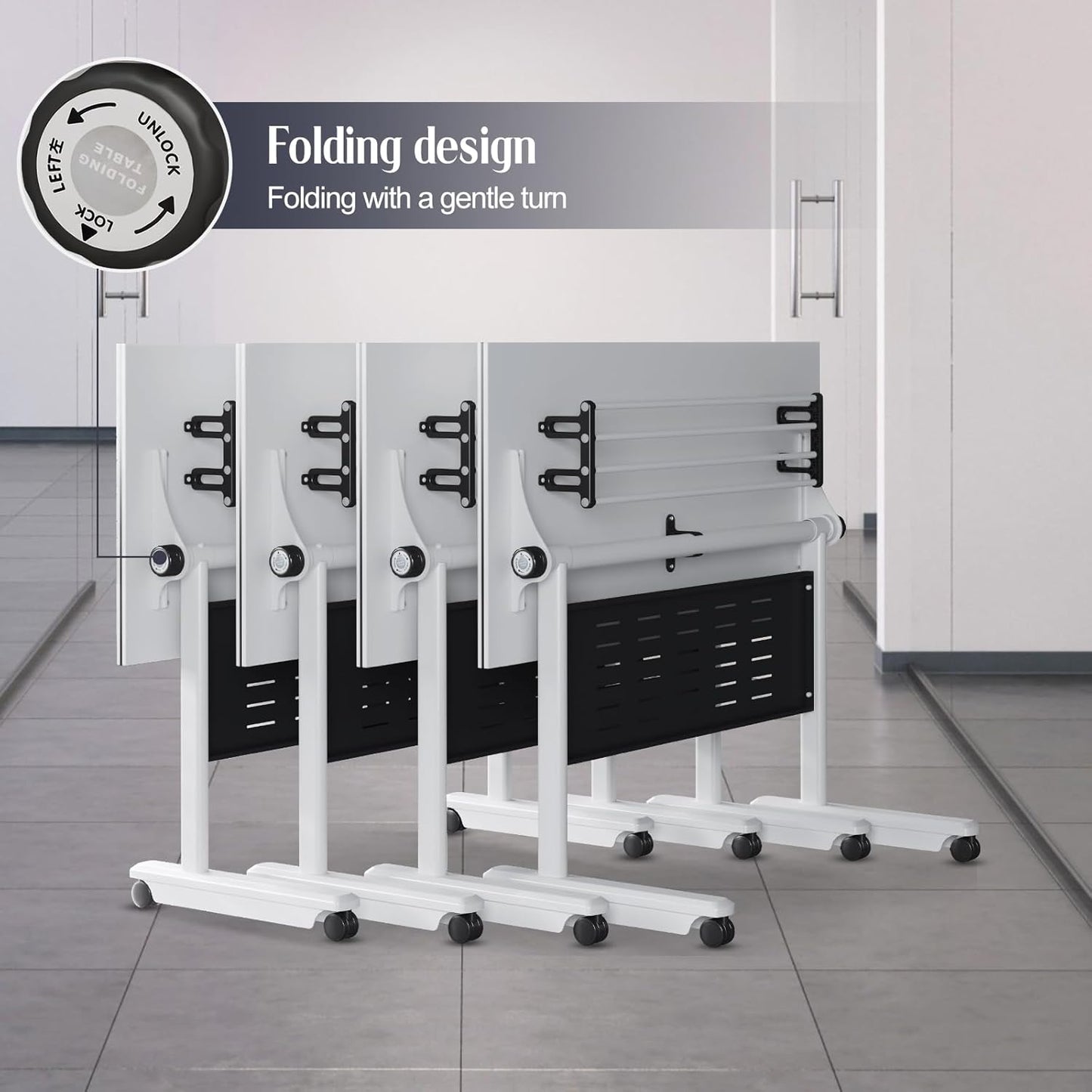 10Pack Conference Room Table, Folding Conference Table for Office Classroom, Mobile Training Tables with Casters Silent Wheels, Large Rectangular Convertible Modular Seminar Tables (L70.9in)