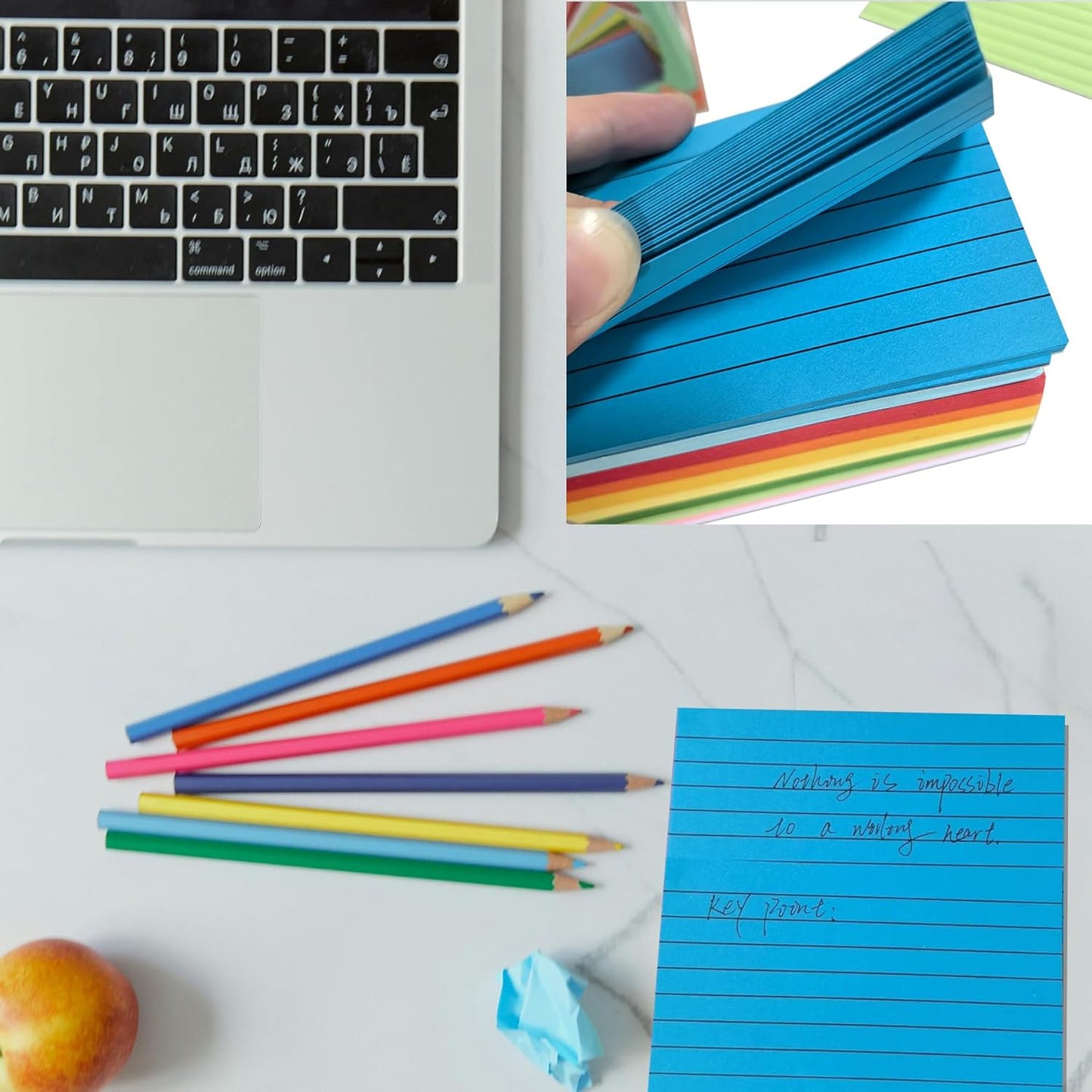 Index Cards 500Pcs, 3 x 5 Inches Ruled Index Cards, Colored Index Flash Cards, Lined on Both Side Colored Notecards for Study, Learning, Memory, Recipe Cards (10 Colors)