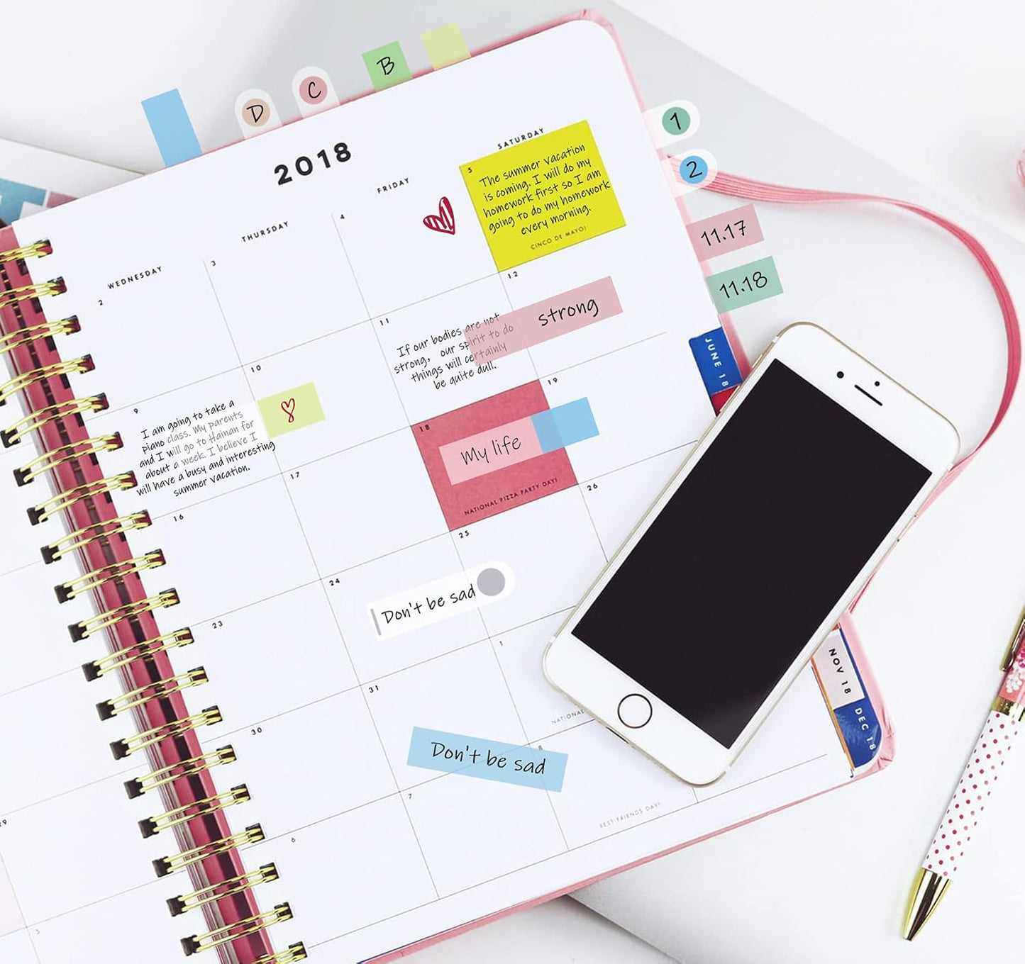 10 Colors Page Tabs,3 Designs Sticky Index Tab,1200pcs Annotation Tabs for Book,Clear Book Sticky Note Tabs,Writable and Repositionable Book Flags Strip for Book Annotation Supplies