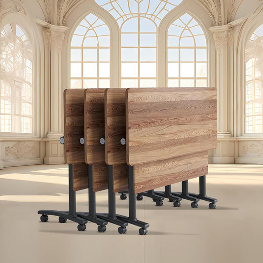 Conference Room Table with Flip-Top Design for Dynamic Meetings, Business Table Computer Desk with Heavy-Duty Frame,Foldable Seminar Meeting Tables for Home Office (4, C, 47.2IN)