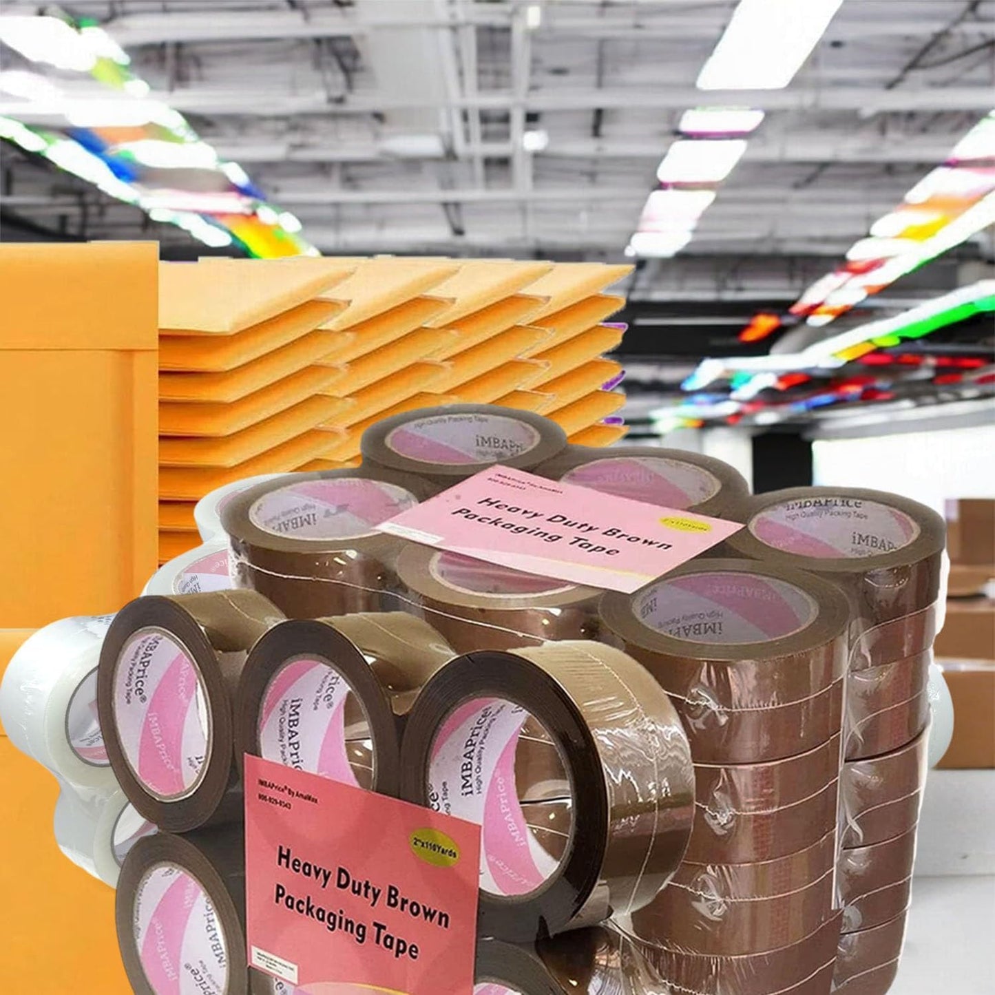 iMBAPrice - 2-inches x 110 Yards, Pack of 36 Tan/Brown Color Packing Shipping Storage Box Sealing Packaging Tape, Office & Storage