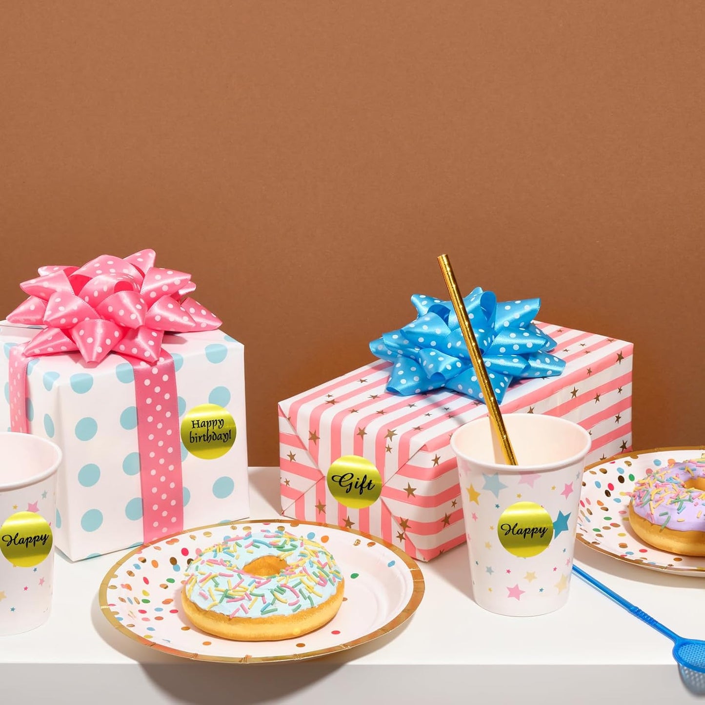 1 Inch Round Thermal Labels, Self-Adhesive Circle Direct Thermal Stickers, Multi-Purpose Roll Label (1000 PCS，Gold)