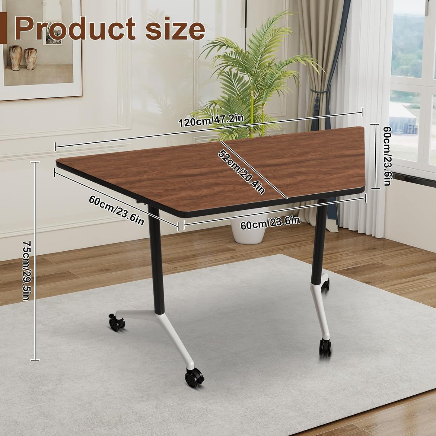 Conference Room Table with Flip-Top Design for Dynamic Meetings, Business Table Computer Desk with Heavy-Duty Frame,Foldable Seminar Meeting Tables for Home Office (2, D, 47.2IN)