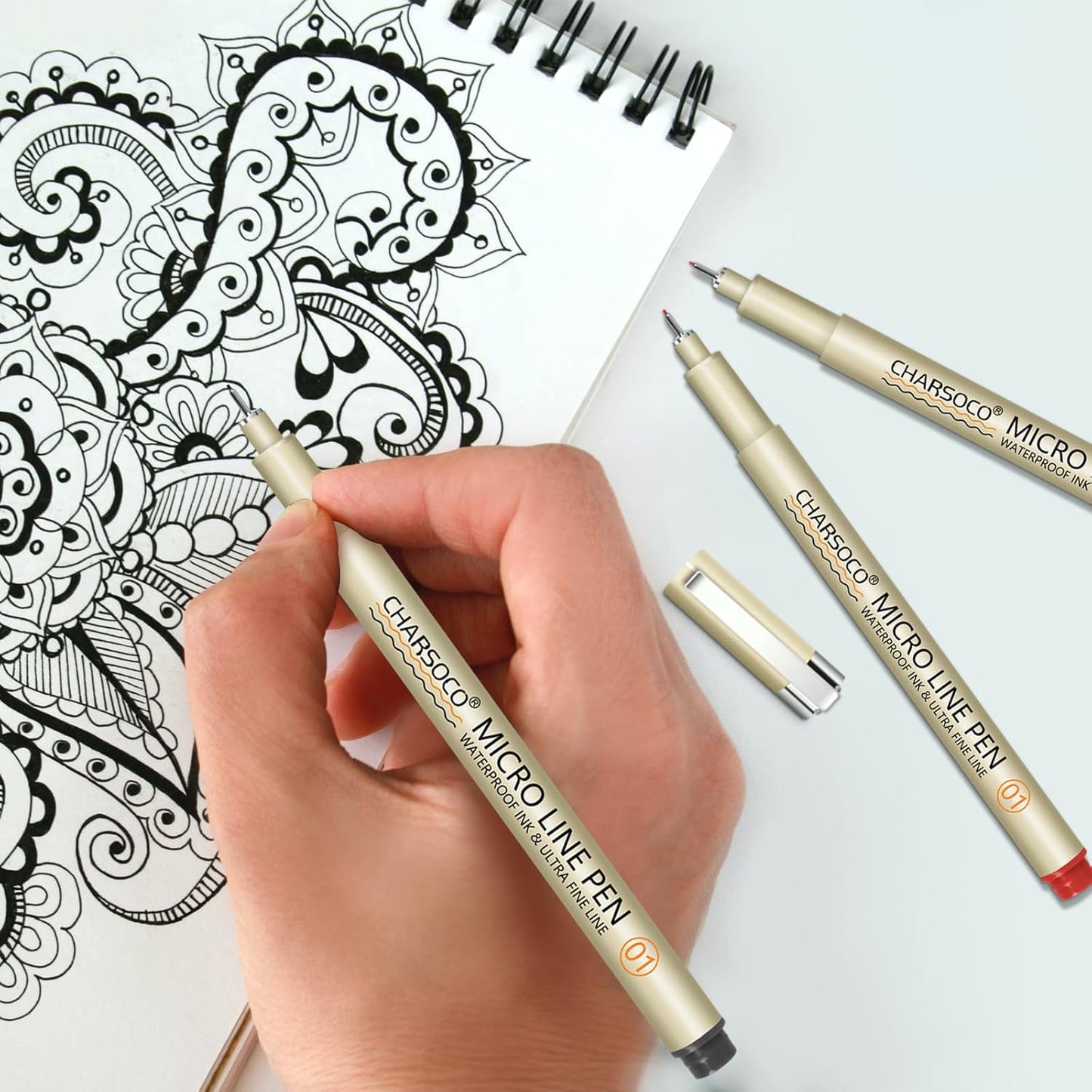 01 Micro Pen, 12 Colors Fine Point Pen, 0.25mm Waterproof Archival Ink, Fineliner Ink Pens for Artist Illustration, Sketching, Anime, Manga, Technical Drawing and Scrapbooking