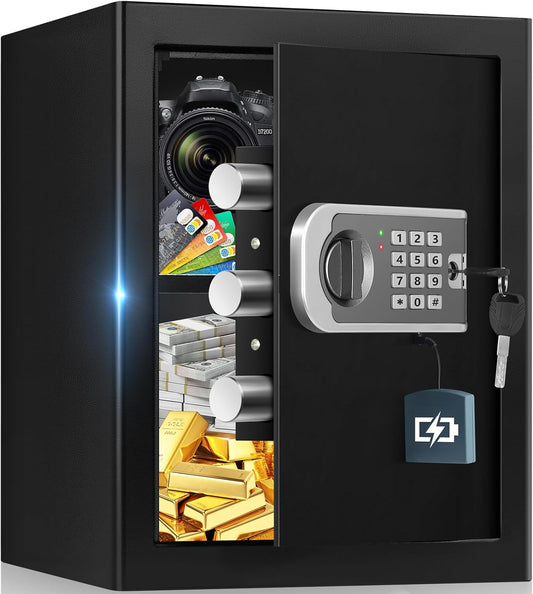 1.8 Cuft Safes for Home, Fireproof Safe Box, Home Safes Fireproof Waterproof with Electronic Keypad, Spare Key, Smart Alert, Security Fire Proof Safe for home documents Money Medicine