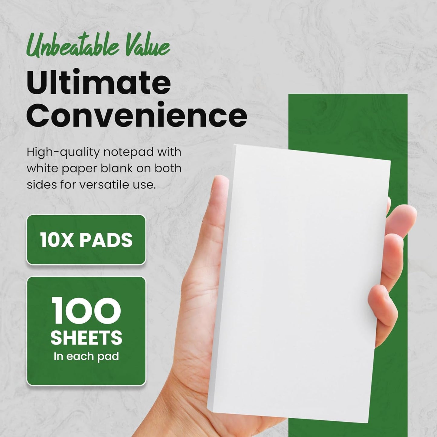 10 Pack Note Pads 3x5 | 100 Sheets Per Memo Pad | Server Note Pads | Scratch Pads for Writing | White Blank Notepads in Bulk | Small Notepad | Paper Pads for To Do Grocery List