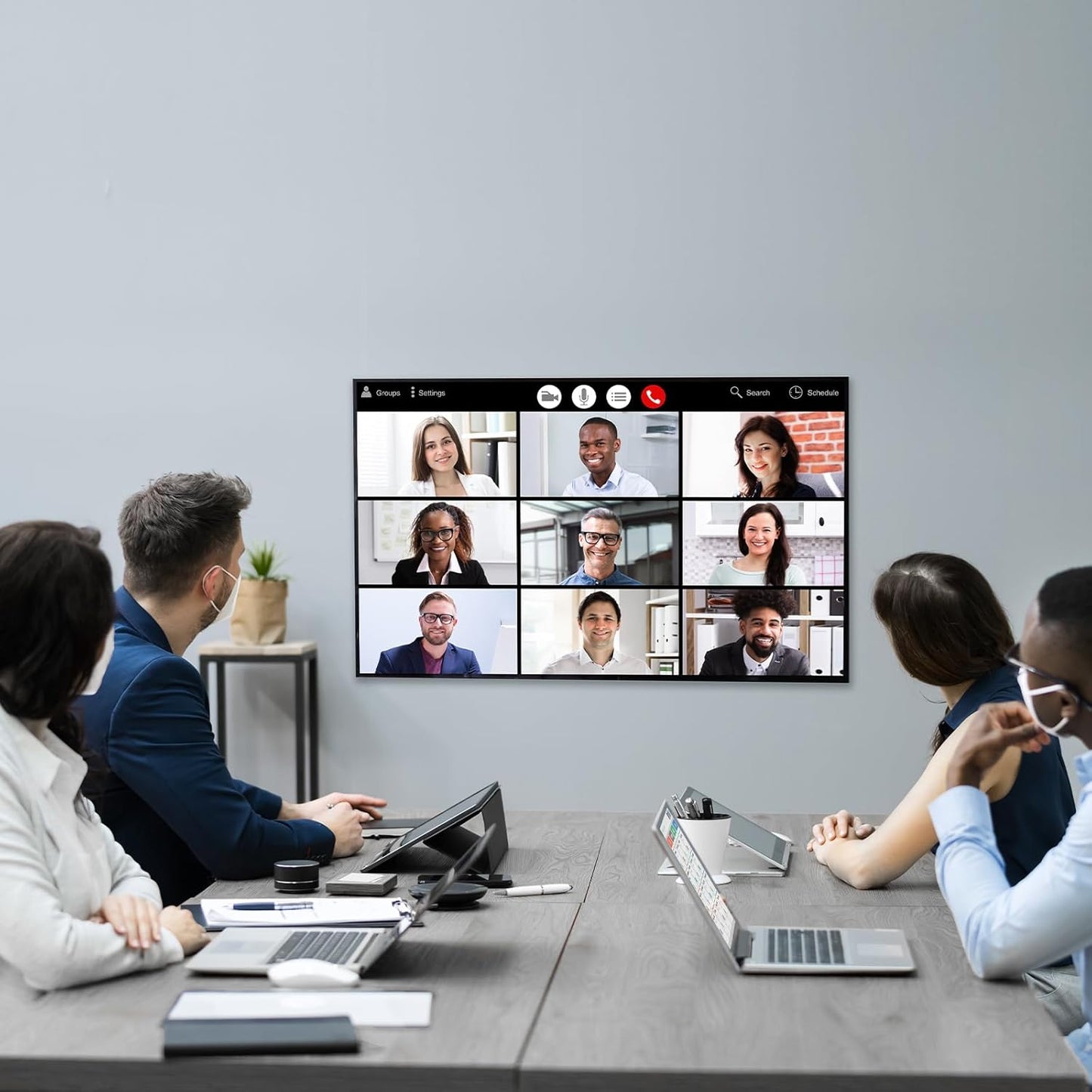 Folding Conference Table, Mobile Training Table for Office Conference, Modern Modular Rectangular Work Desk Meeting Seminar Work Tables with Caster Wheels, Large Breakroom Tables (6Pack L55.1in)