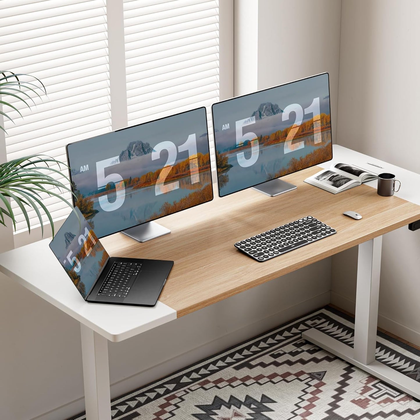 SIAGO Electric Standing Desk Adjustable - 48 x 24 Inch Sit Stand up Desk with Cable Management - 3 Memory Preset Adjustable Height Table