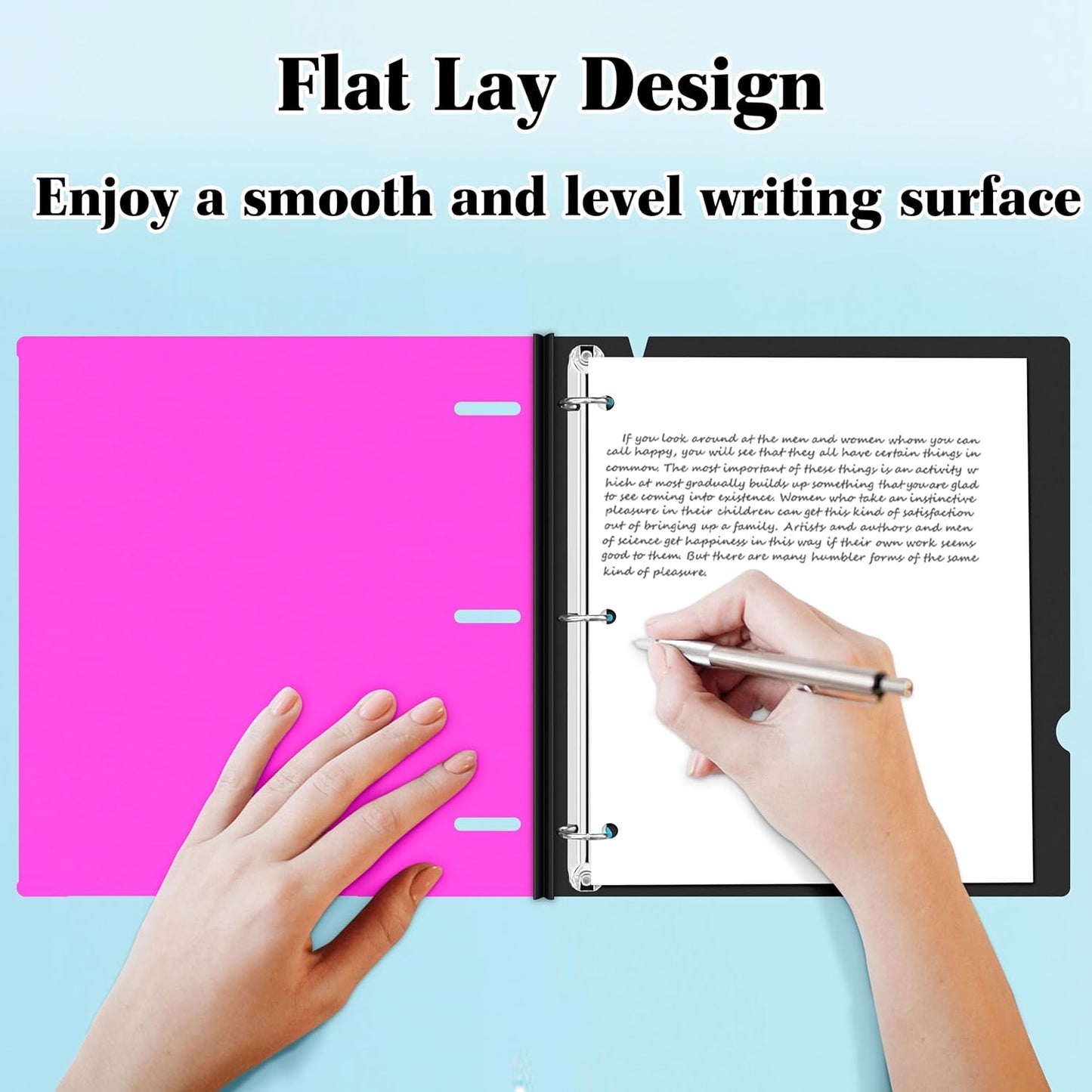 INFUN 1 INCH Telescoping 3 Ring Binder - 4PCS, Portable Plastic Binder with Telescoping Spine ，3 Ring Binders with Foldable Front Cover Holds 8.5" x 11" Paper for School,Office and Homes