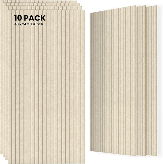 10 Pack Large Acoustic Panels,48 x 24 x 0.4 Inch Sound Proof Foam Panels for Walls，Premium Noise Dampening Panels,Sound Panels for Media Room, Office and Studio,Camel