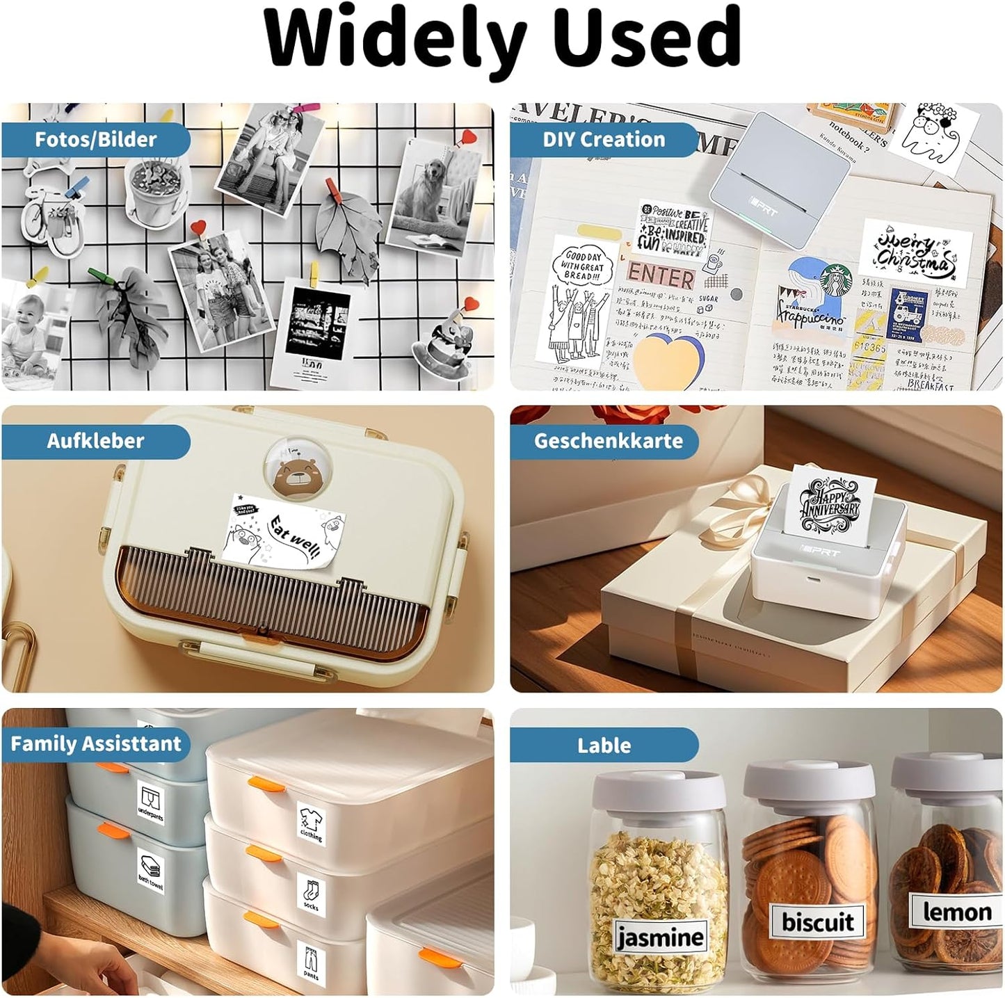 iDPRT Sticker Printer - Mini Portable Printer Bluetooth Thermal Label Printer with 1 Roll Sticker Paper, Inkless Sticker Maker Machine Pocket Instant Print for Study Notes, Pictures, DIY, Label