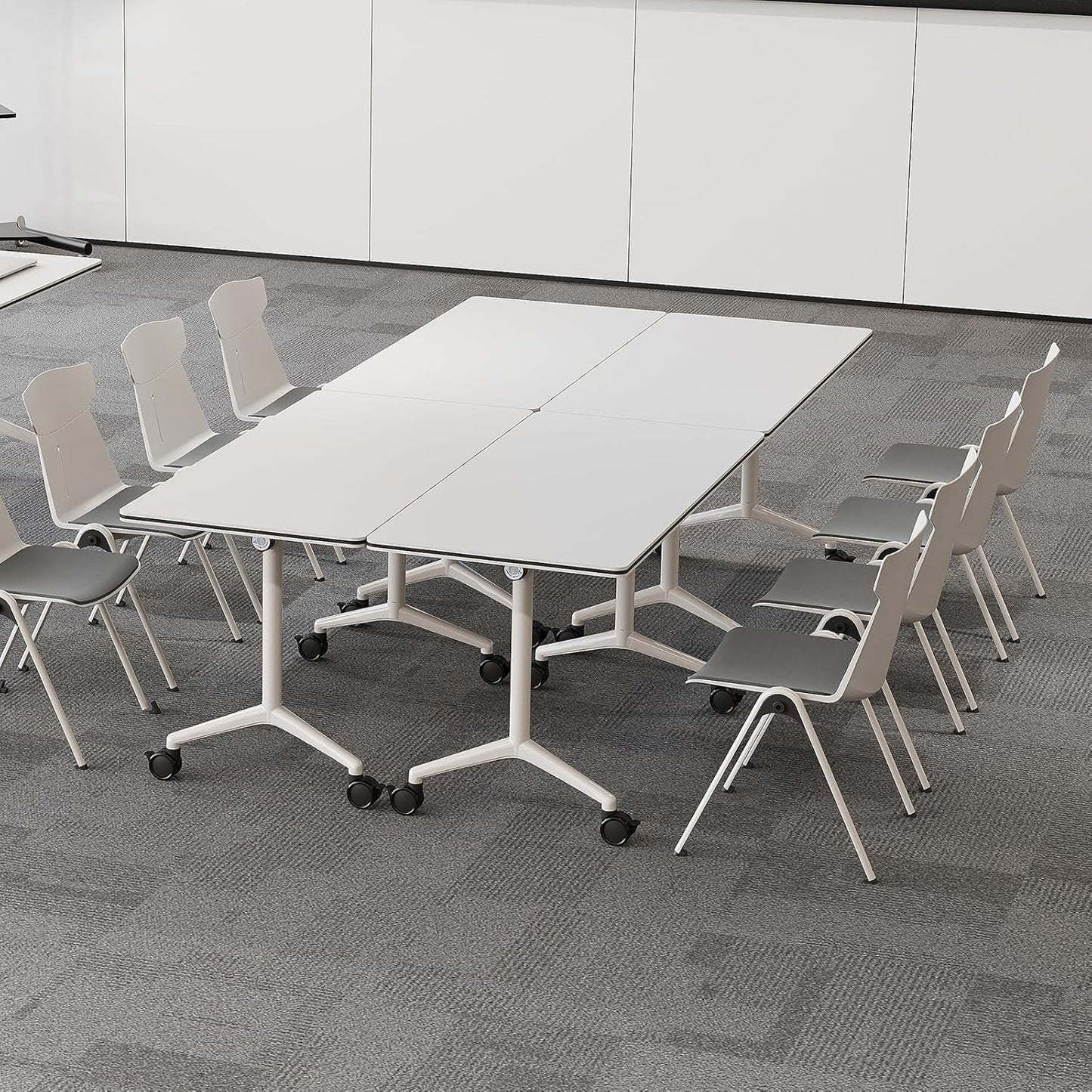 Folding Conference Room Tables 6 Pack, Foldable Modern Mobile Meeting Table Desk Training Table 6FT Large Rolling OfficeTable for Conference Training Classroom (4, 63" * 23.6" * 29.5")