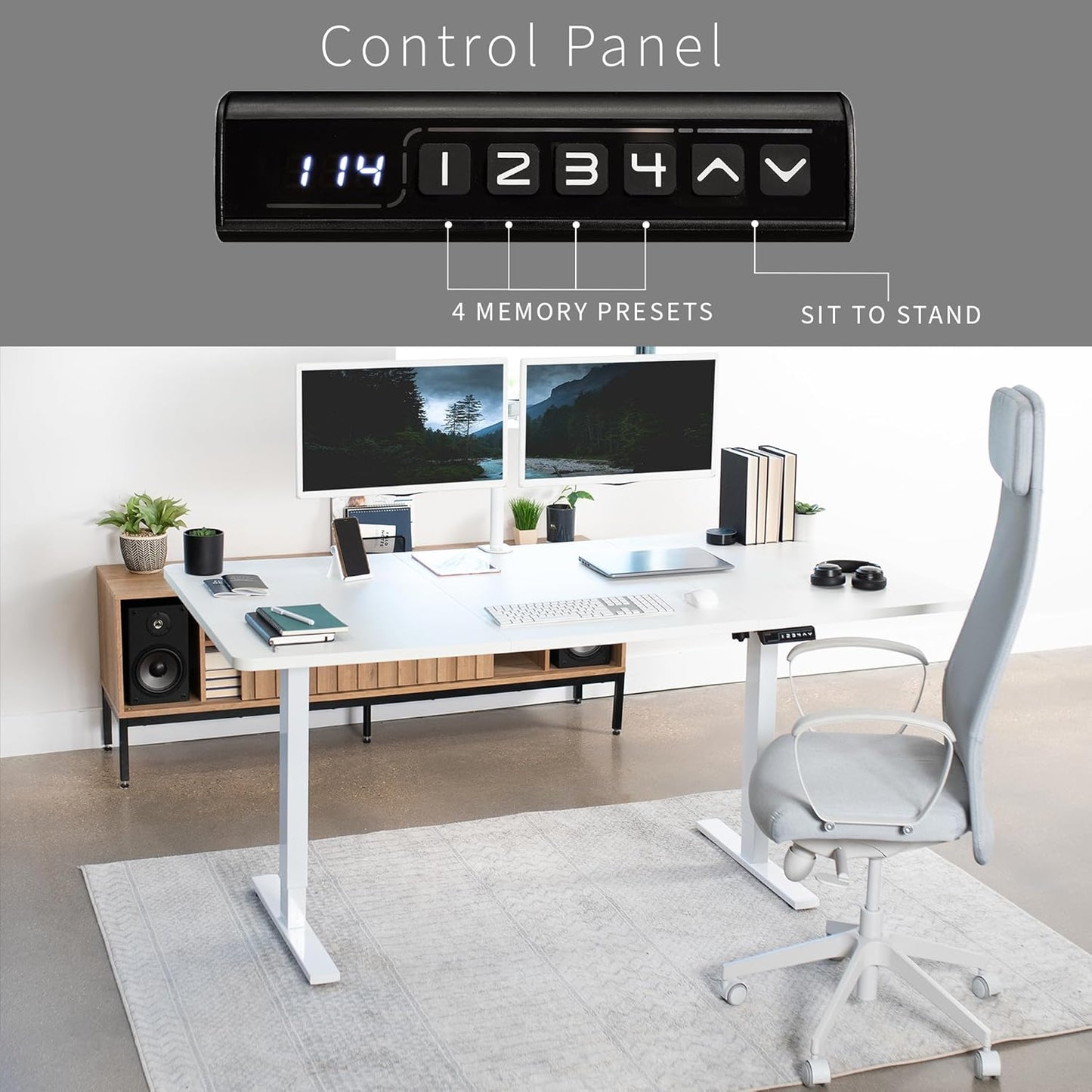 VIVO Electric 71 x 36 in Standing Desk, Memory Height Adjustment, 1B Series, White Top White Frame, DESK-KIT-1W7W-36