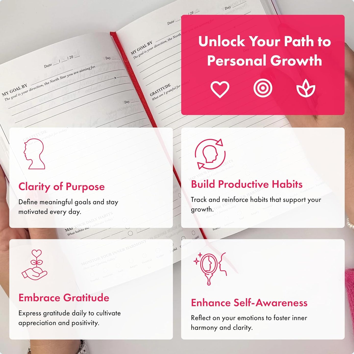 iAmEvolving Journal: Set Goals, Embrace Gratitude, Cultivate Habits, Achieve Inner Peace | Undated Gratitude Journal for Personal Development, Mindfulness, & Daily Reflection. (White)