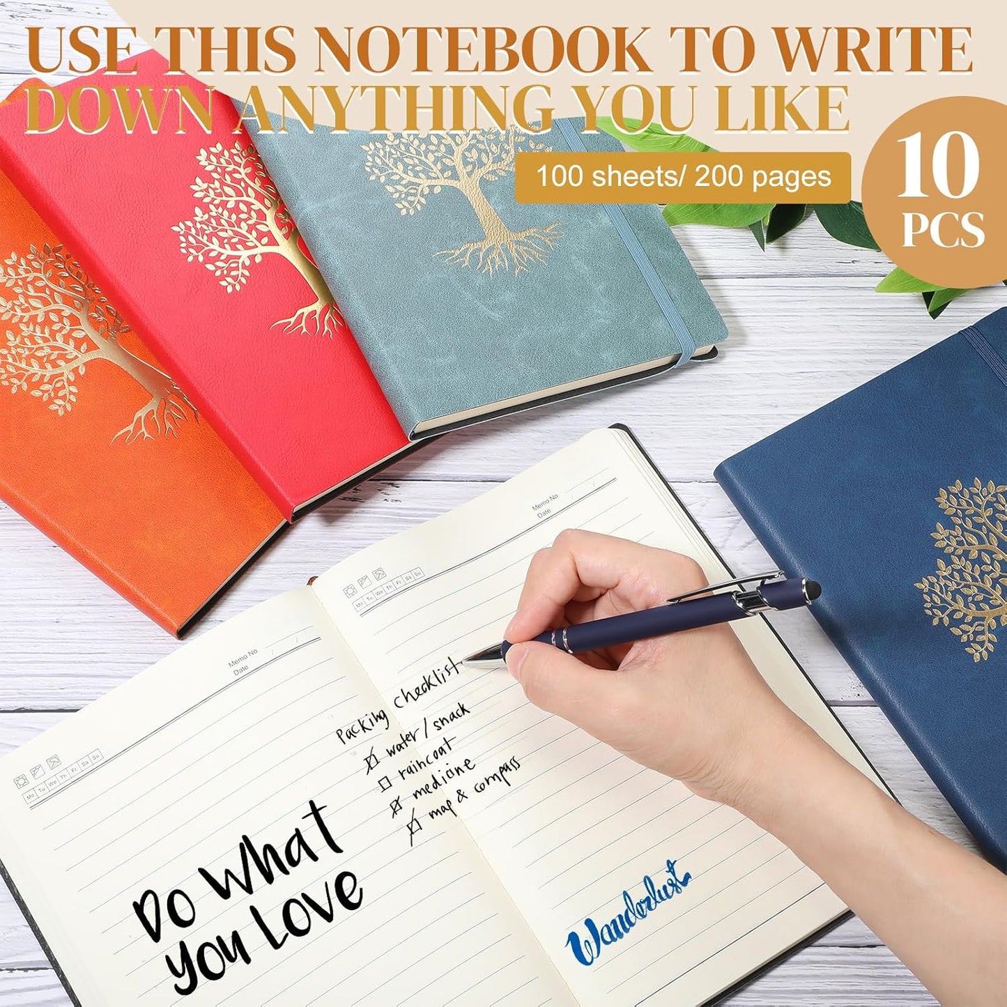 10 Pack Lined Journal Notebook A5 Leather Hardcover Journals for Writing 200 Pages 10 Colors Notepad for Travel Work School Office Business Note Taking Diary 5.7" x 8.3" (Classic Color)