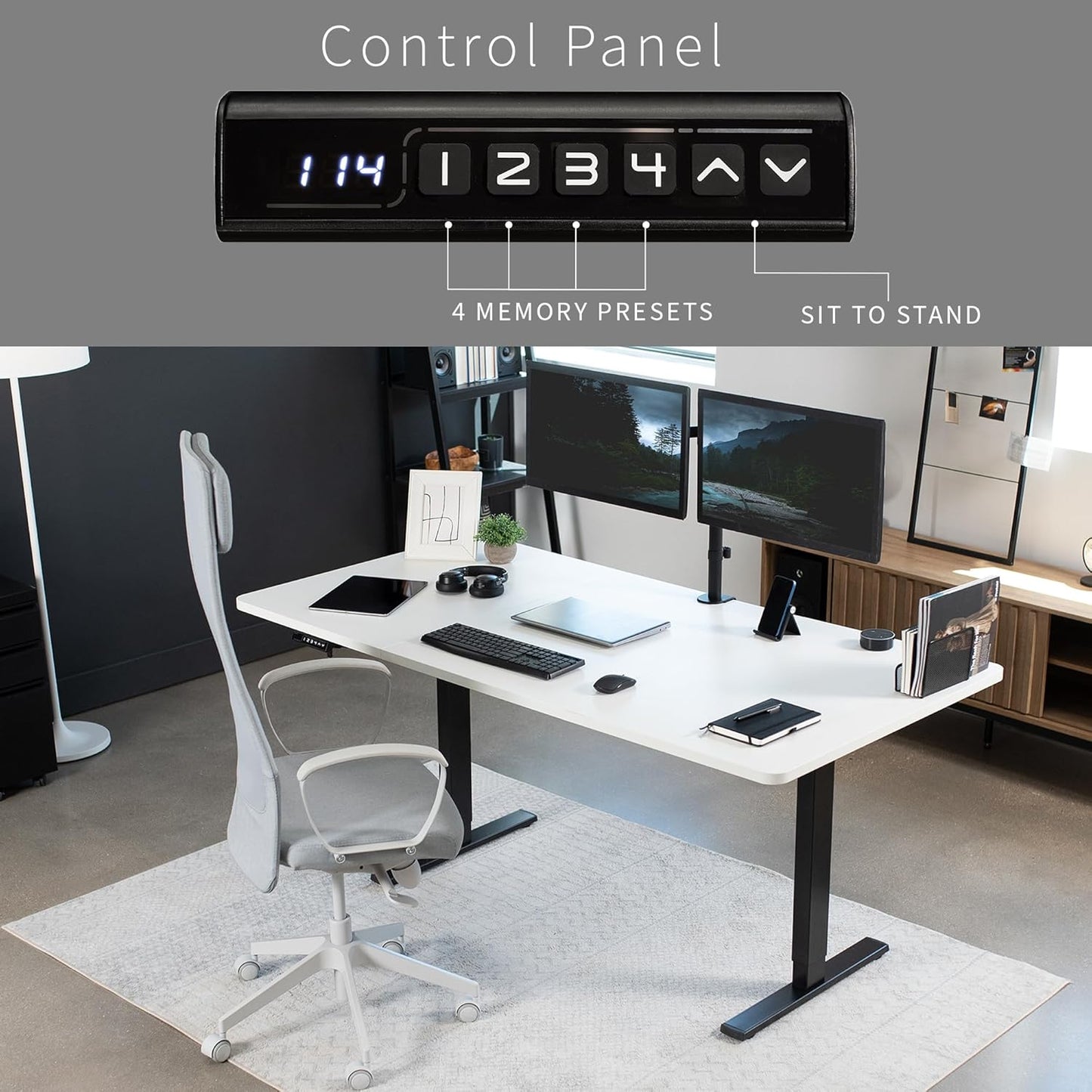 VIVO Electric 71 x 36 in Standing Desk, Memory Height Adjustment, 1B Series, White Top Black Frame, DESK-KIT-1B7W-36