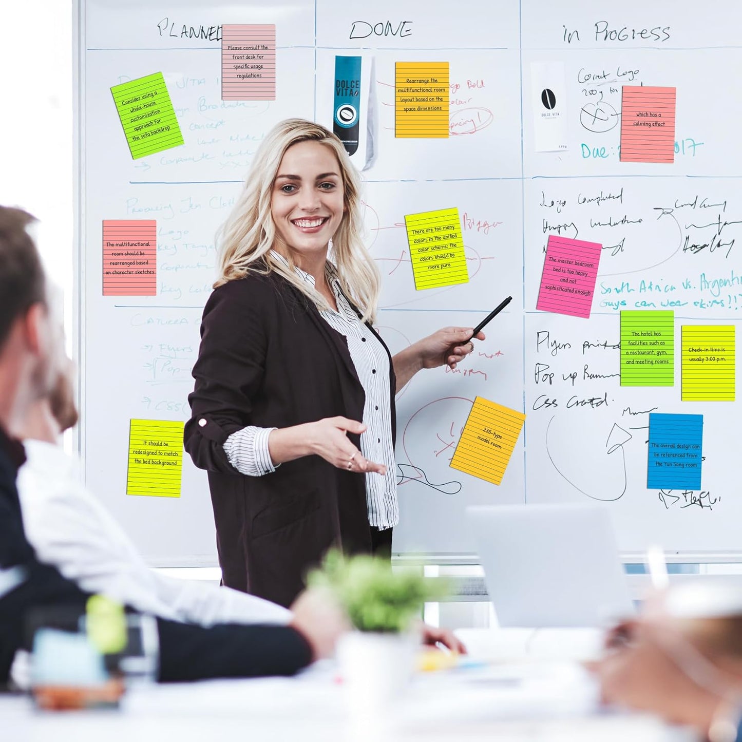 (15 Pads) Lined Sticky Notes 4x6 in Post, 7 Bright Colors with Lines Self-Stick Note Pad it, Strong Adhesive, Big Rectangular Sticky Pads for Office, Home, School, Meeting