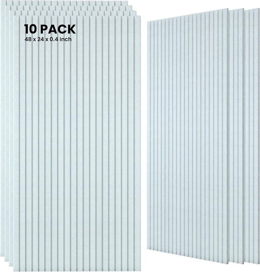 10 Pack Large Acoustic Panels,48 x 24 x 0.4 Inch Sound Proof Foam Panels for Walls，Premium Noise Dampening Panels,Sound Panels for Media Room, Office and Studio,White