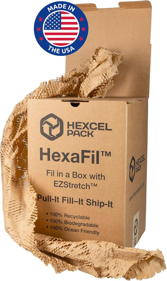IDL Packaging HexaFil Honeycomb Packing Kraft Paper 15" x 20400" (1700 ft) in Self-Dispensed Box - Patented Cushioning Box Filler for Void Filling, Moving, Shipping - Alternative to Bubble Plastic