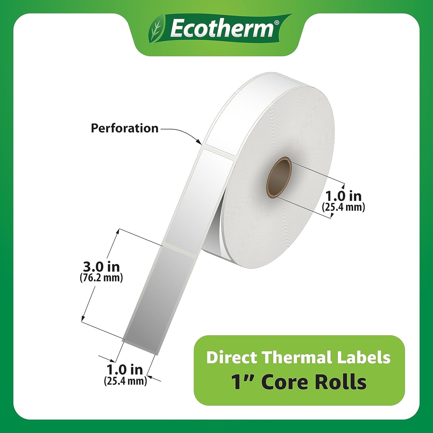 1" x 3" Thermal Labels | 6 Rolls | 5040 Labels | fits Zebra, Godex, Arkscan, iDPRT, Offnova Thermal Label Printers and More | Blank White Adhesive Stickers by Ecotherm