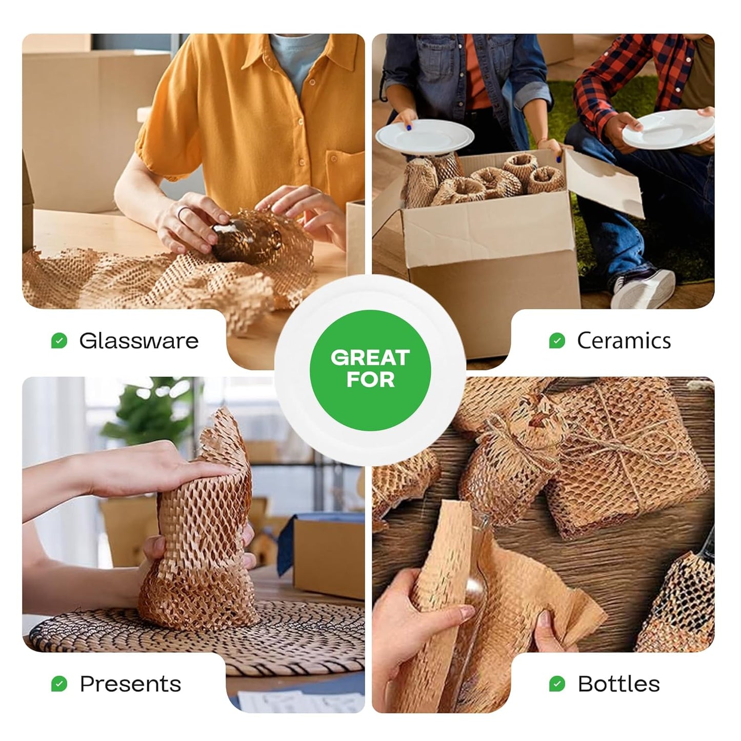 IDL Packaging 15.25" x 300' Refill Roll (Pack of 1) for MP-300N HexcelWrap Honeycomb Packing Paper Station, Brown - Natural Kraft Paper with Interlocking Slit Design for Shipping and Moving