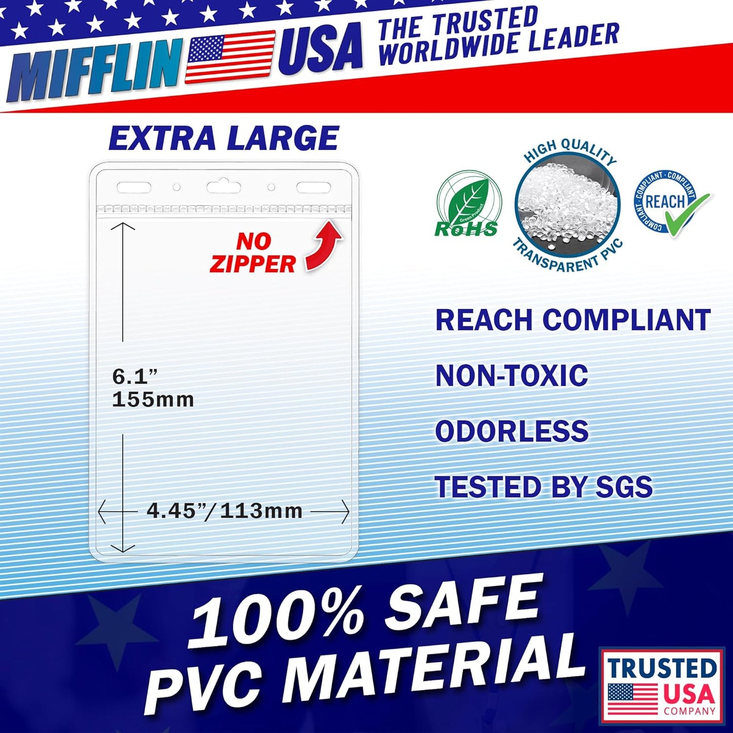 ifflin-USA Passport & Card Holders (Clear, 4x6 Inches, 10 Pack), Extra Large ID Name Badge Holder, Zipperless Vertical Plastic Card Holders