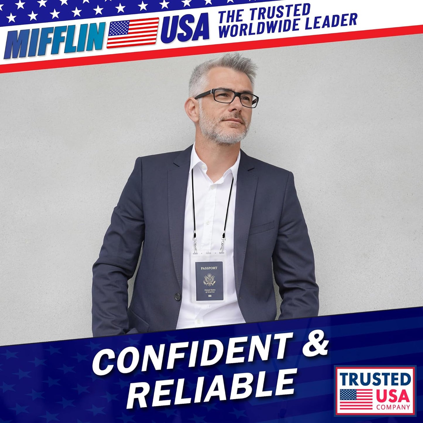 ifflin-USA Passport & Card Holders (Clear, 4x6 Inches, 10 Pack), Extra Large ID Name Badge Holder, Zipperless Vertical Plastic Card Holders