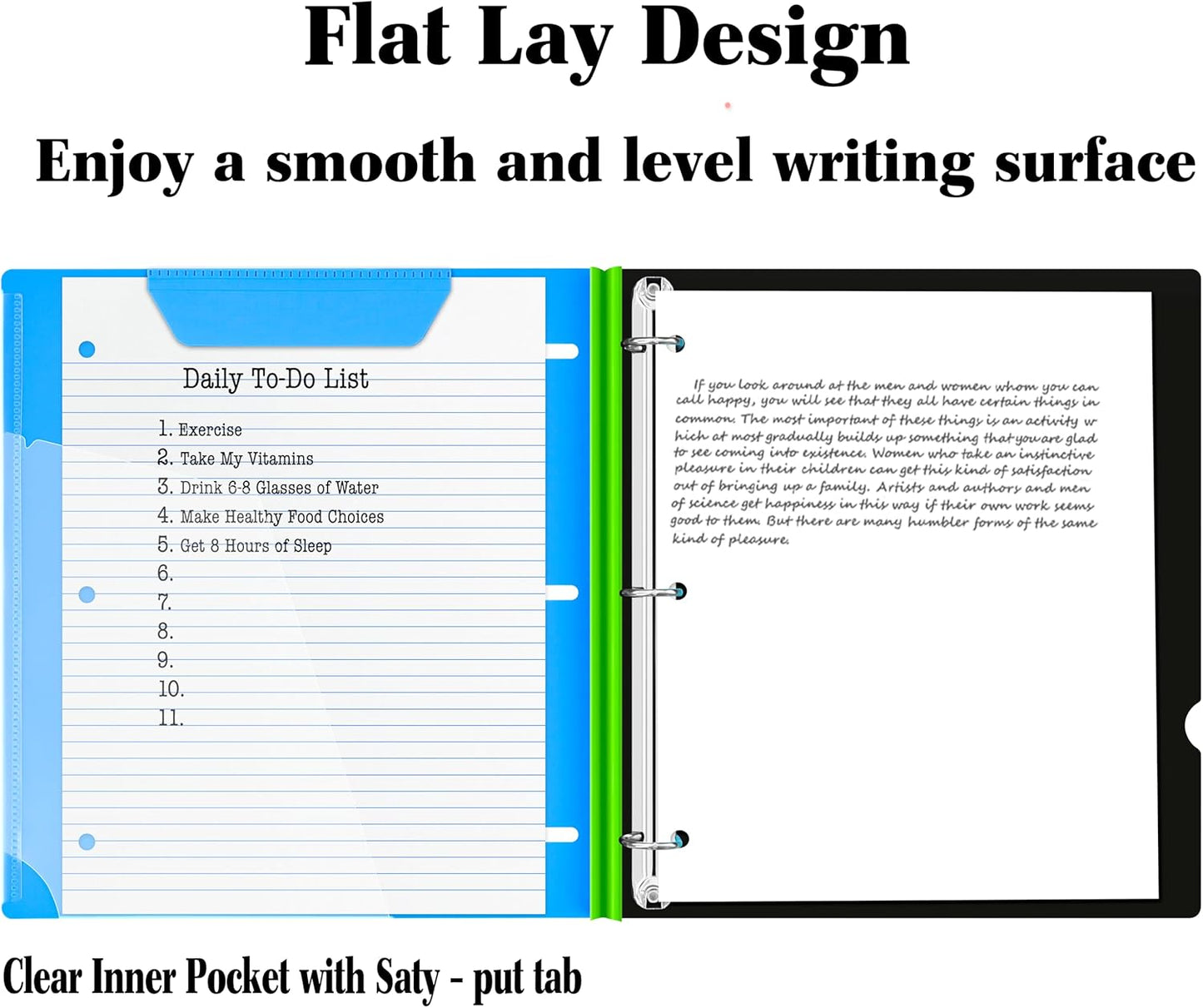 INFUN 1 Inch Telescoping 3 Ring Binder - 4PCS, Flexible Round Binder with Customizable Front Cover and Clear Catalog Pocket, 1 Inch Rings, 225 Sheet Capacity- Green, Red, Orange, Blue