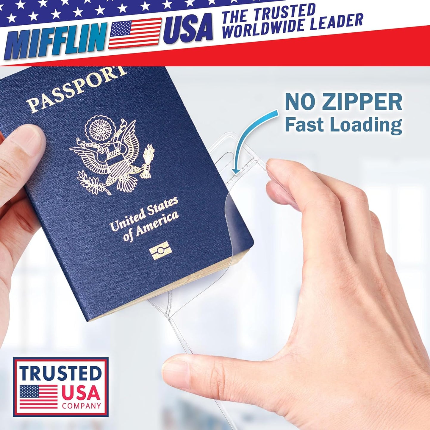ifflin-USA Passport & Card Holders (Clear, 4x6 Inches, 10 Pack), Extra Large ID Name Badge Holder, Zipperless Vertical Plastic Card Holders