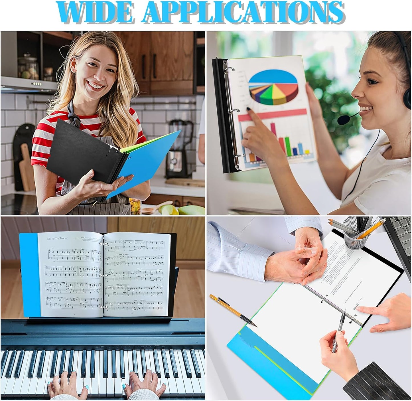 INFUN Telescoping 3 Ring Binder, Portable Plastic 0.75 inch 3 Ring Binder with Telescoping Spine and Foldable Front Cover Holds 8.5" x 11" Paper for School,Office and Homes-Blue