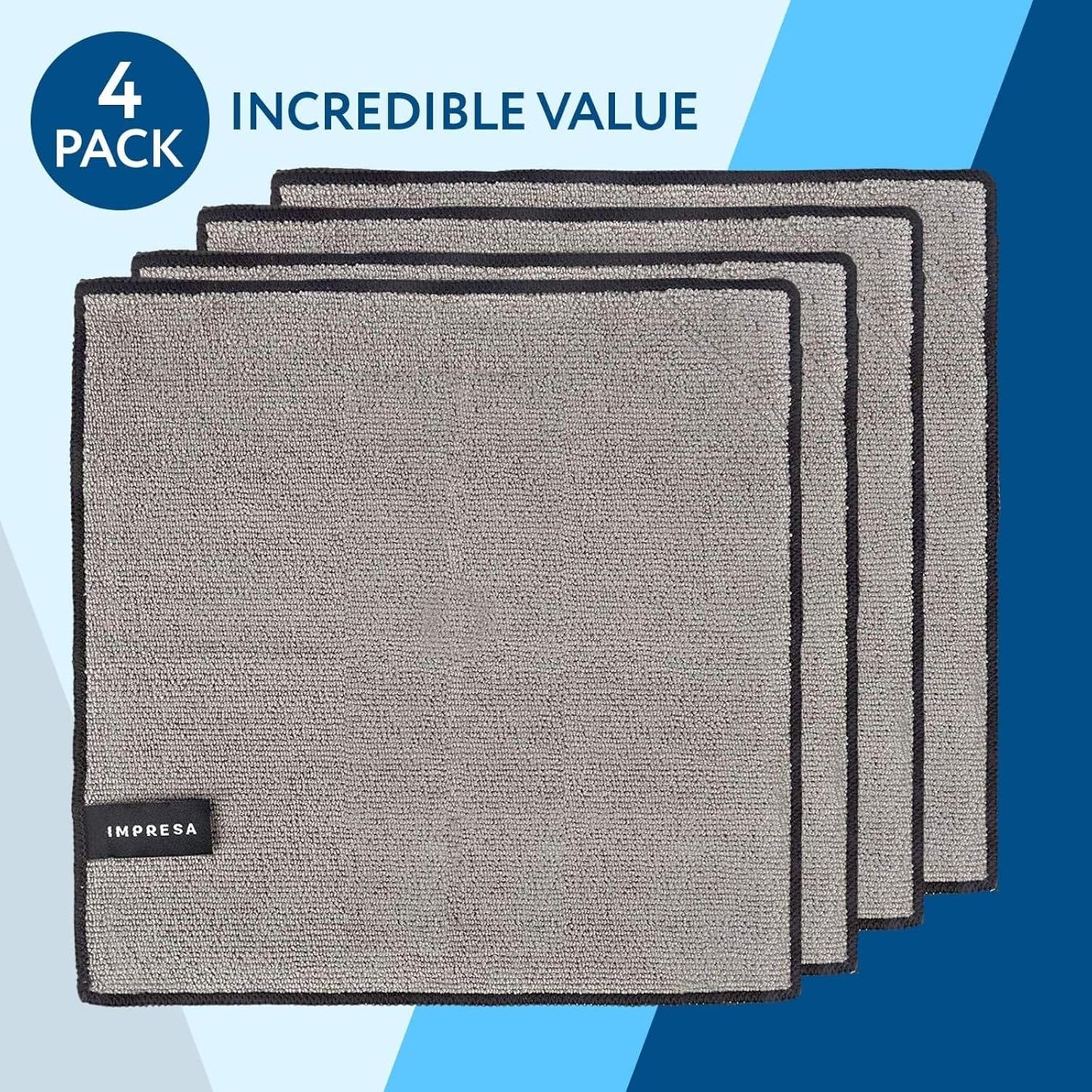 Impresa Magnetic Microfiber Dry Erase Cloth Erasers - 10 in x 10 in, 4-Pack, White, Reusable & Washable - Strong Magnet Grip for Whiteboards & More - Teacher Supplies & Classroom Must Haves