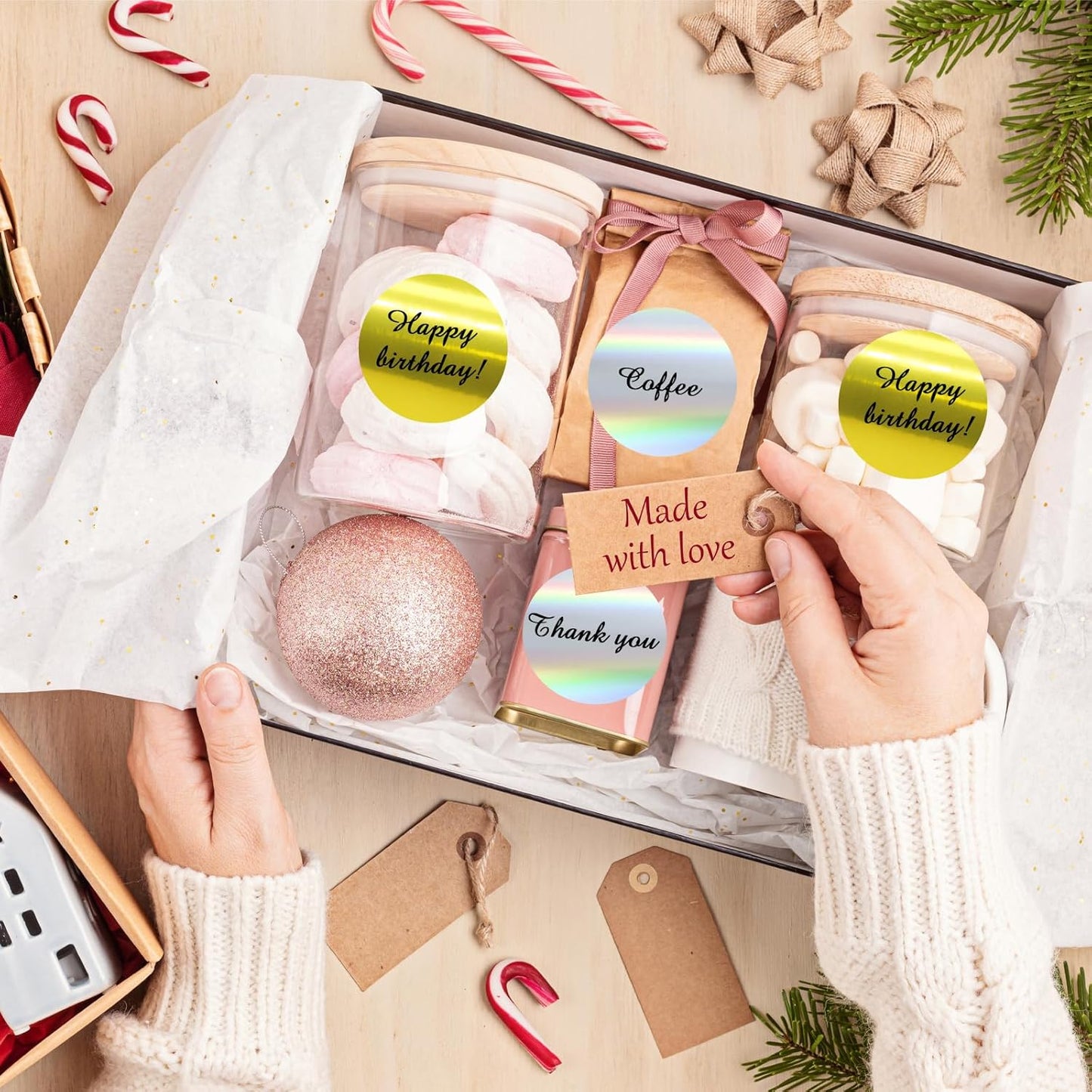 1.5 Inch Gold Round Thermal Stickers, Self-Adhesive Circle Direct Thermal Labels, Multi-Purpose Roll Sticker Labels(500 Labels，1 Roll)