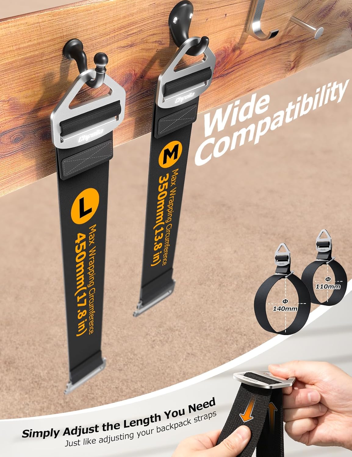 10 Pack One Hand Operation [1s Tighten by Gravity] Adjustable Extension Cord Organizer Holder, Hose Rope Storage Straps Wrap for RV Shed Workshop Garage Organization, Gadgets Tools Gifts for Dad Men