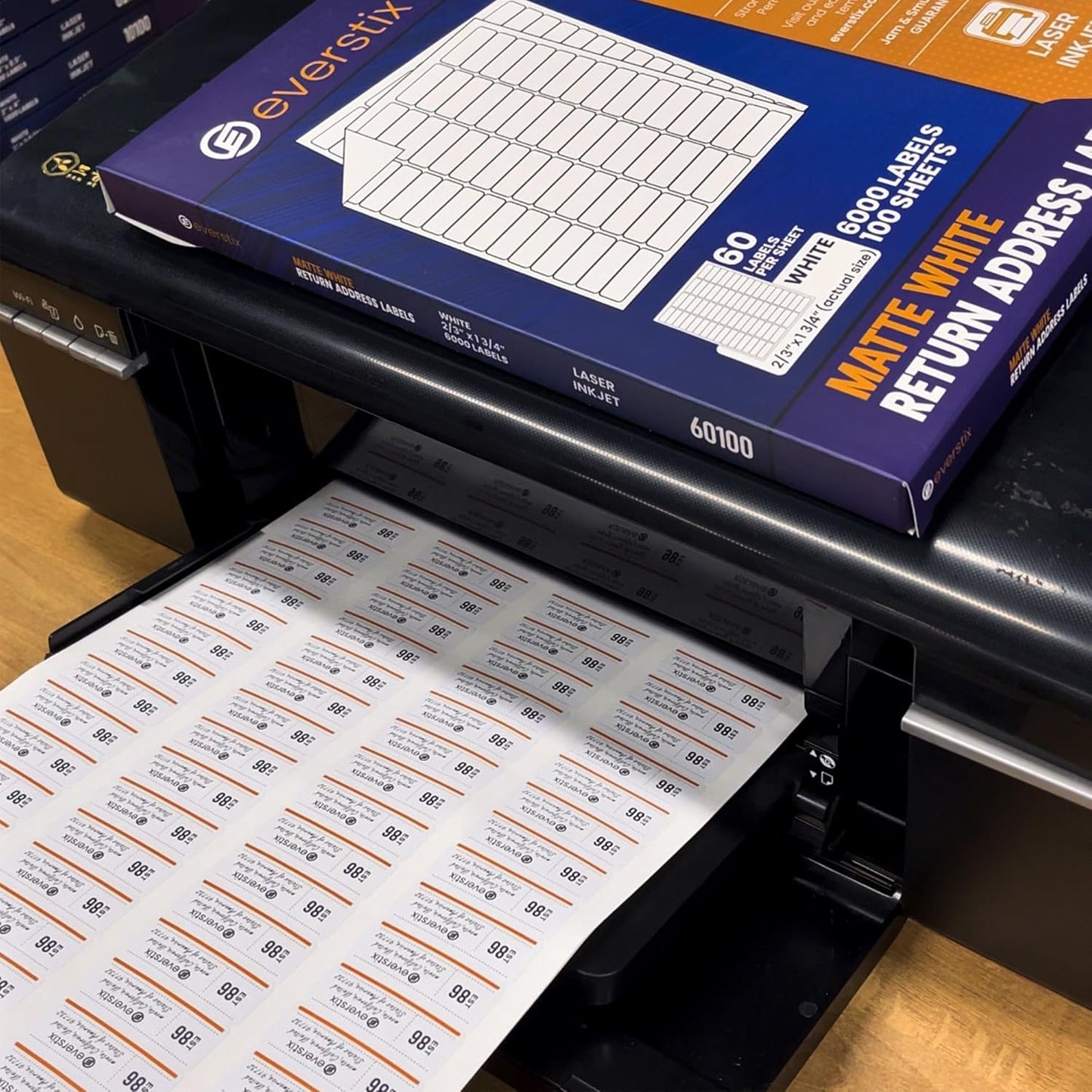 1" x 2-5/8", 25 Sheets, 750 Mailing Address Labels, White Sticker Labels for Laser & Inkjet Printers, Permanent Adhesive